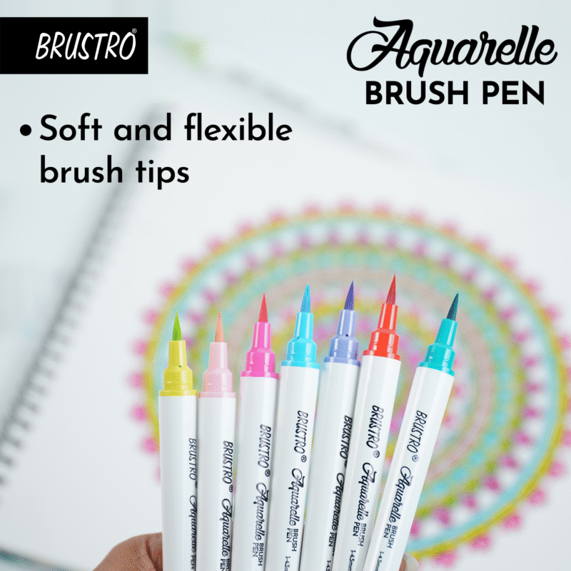BRUSTRO Aquarelle Brush Pen | Set of 24 | Refillable, Art Markers for Students, Adults, Colouring Pens, Colors, Art Supplies, Paint, Pastel, Doodling, Marker, Drawing, Calligraphy