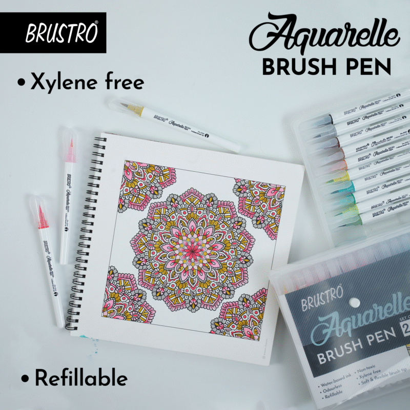 BRUSTRO Aquarelle Brush Pen | Set of 24 | Refillable, Art Markers for Students, Adults, Colouring Pens, Colors, Art Supplies, Paint, Pastel, Doodling, Marker, Drawing, Calligraphy - Image 3