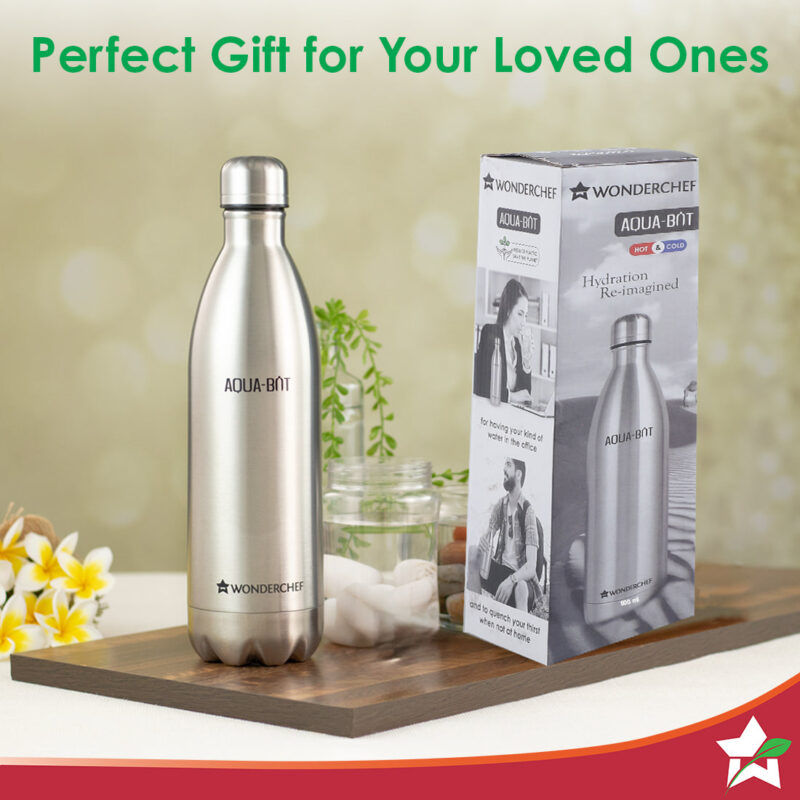 Aqua-Bot, 1000ml, Double Wall Stainless Steel Vacuum Insulated Hot and Cold Flask, Spill & Leak Proof, Silver, 2 Years Warranty - Image 7