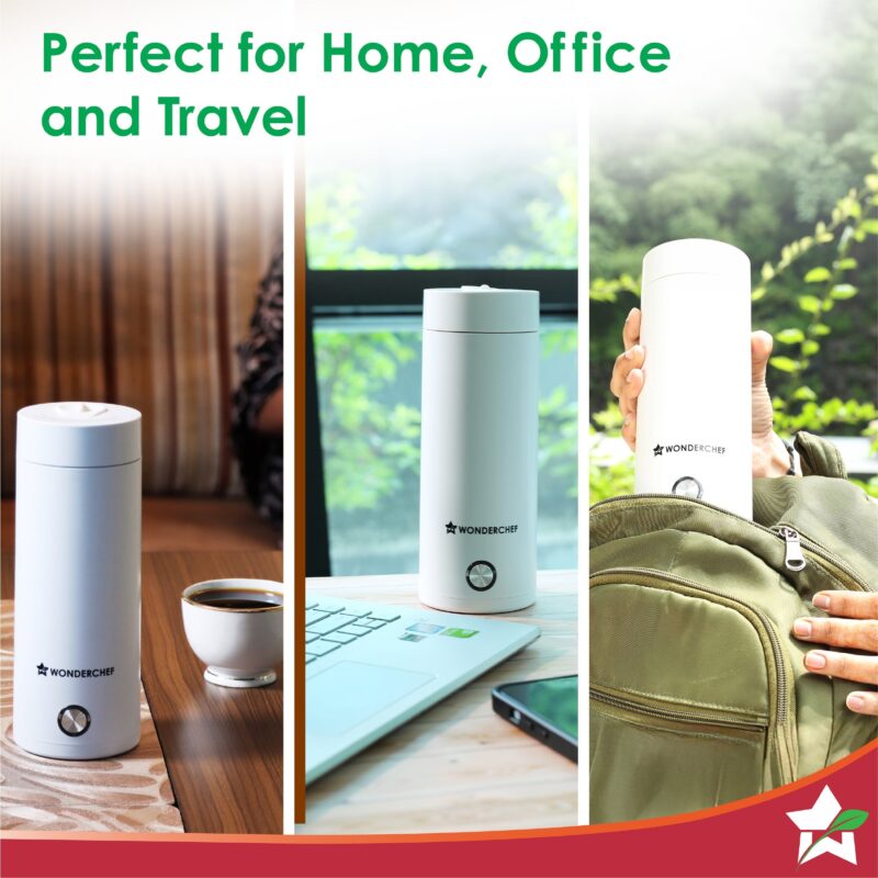 Crescent Travel Kettle | 400ml | Sleek and Compact | Leak-proof | Steam Release System | High-Quality Stainless Steel Interior | LED Indicator | Complete Manual Control - Image 6