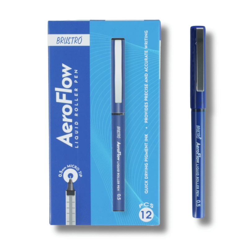 BRUSTRO AeroFlow Liquid Ink Rollerball Pens 0.5 Micro Tip Pack of 12 (Vibrant Blue ink) - Image 10