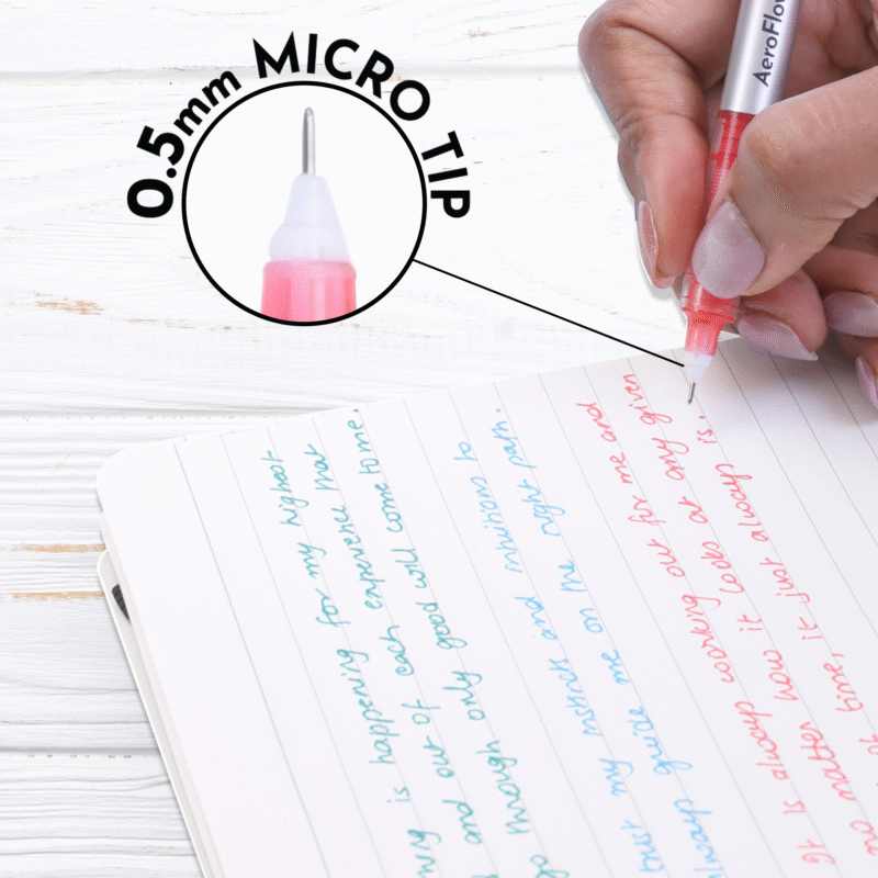 BRUSTRO AeroFlow Coloured Micro-Tip Roller Ball Pen | Tip size - 0.5 mm - Set of 8 |Leakproof, Quick Dry, Acid-Free, Non-Toxic,Fade Resistant,Ideal for Drawing,Doodling, Office, Stationery, School use - Image 8