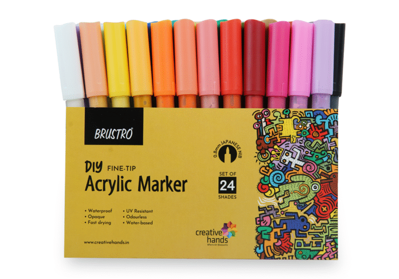 Brustro Acrylic (DIY) Fine Tip Marker Set of 24 - Basic 0.8MM, for Craftworks, School Projects, and Other Presentations - Image 2