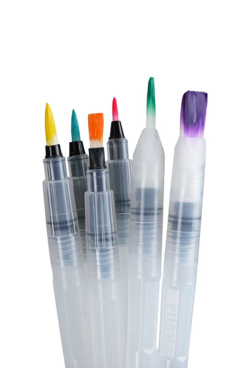 Brustro 3 Flat and Round Aqua Squeeze Leak Proof Watercolour Brush Pen with 9 Sheets Paper Cotton CP 300 GSM, 5x7-inch (Assorted) - Set of 6 - Image 10