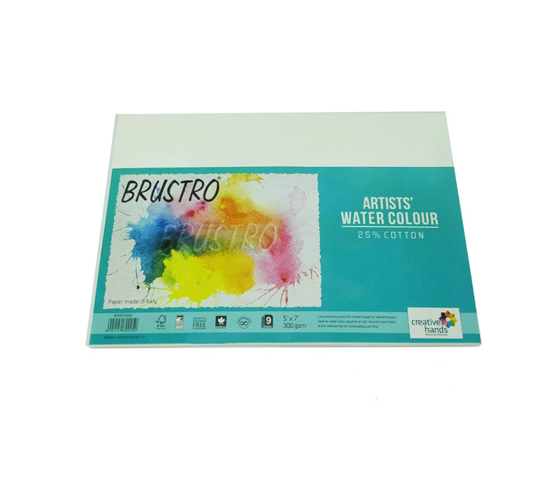 Brustro 3 Flat and Round Aqua Squeeze Leak Proof Watercolour Brush Pen with 9 Sheets Paper Cotton CP 300 GSM, 5x7-inch (Assorted) - Set of 6 - Image 6