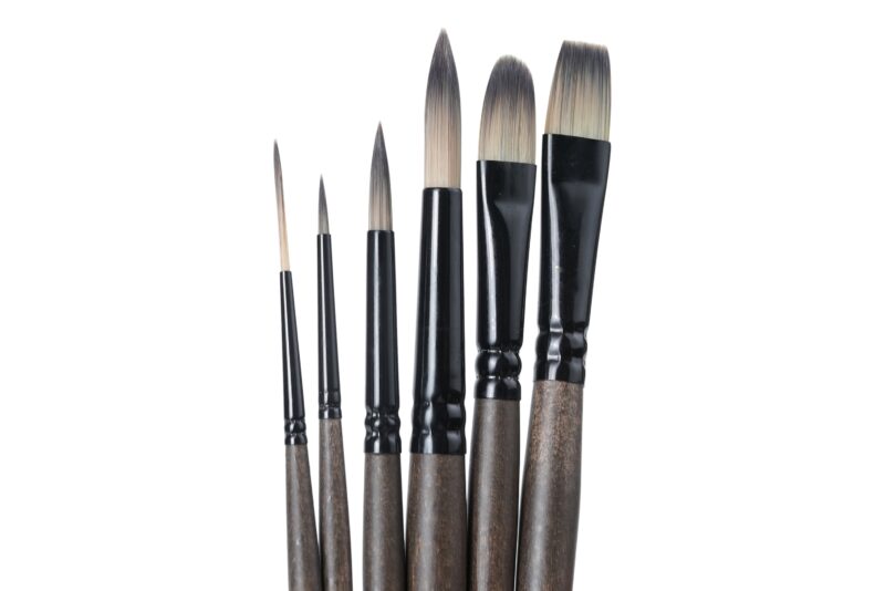 BRUSTRO AquaStrokes Artist Brushes | Set of 6 | Ideal for Watercolour, Gouache, Acrylics, Oil Brush, Synthetic Bristles,  Wooden handle | Made for Students and Professionals Artists - Image 7