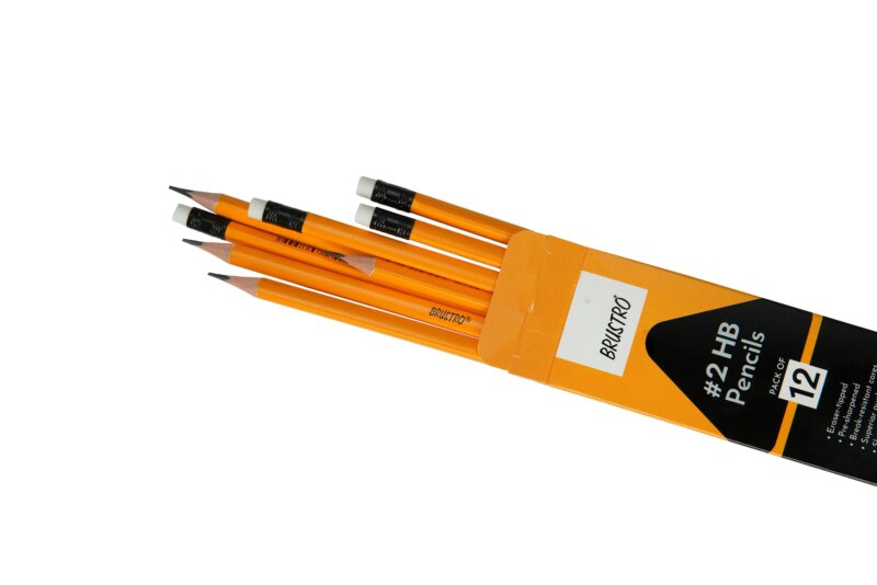 BRUSTRO 2HB Pencils | Pack of 12 | Strong Grip, Extra Dark with Eraser Tip, Pre-Sharpened, Smooth Handwriting, Drawing, Sketching, Mandala, Graphite, Ideal for Students and Adults, School, Office use - Image 2