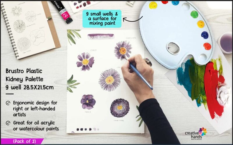 BRUSTRO Oval Shaped 9 Well Plastic Palette 21X28CM. (Pack of 2) - Image 3