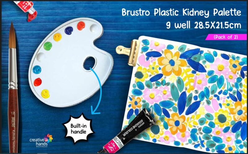 BRUSTRO Oval Shaped 9 Well Plastic Palette 21X28CM. (Pack of 2) - Image 4