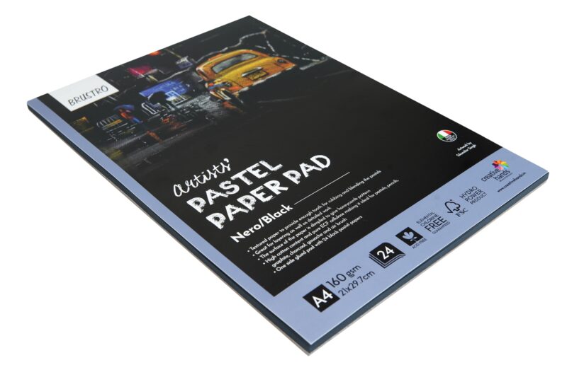 Brustro Artists' Pastel Paper Pad of 24 Sheets (160 GSM), Colour - Black, Size - A4
