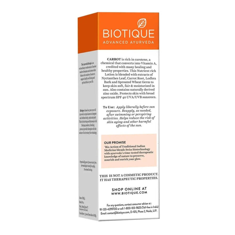 Biotique Sun Shield Carrot 40+ SPF Sunscreen Lotion - Image 5