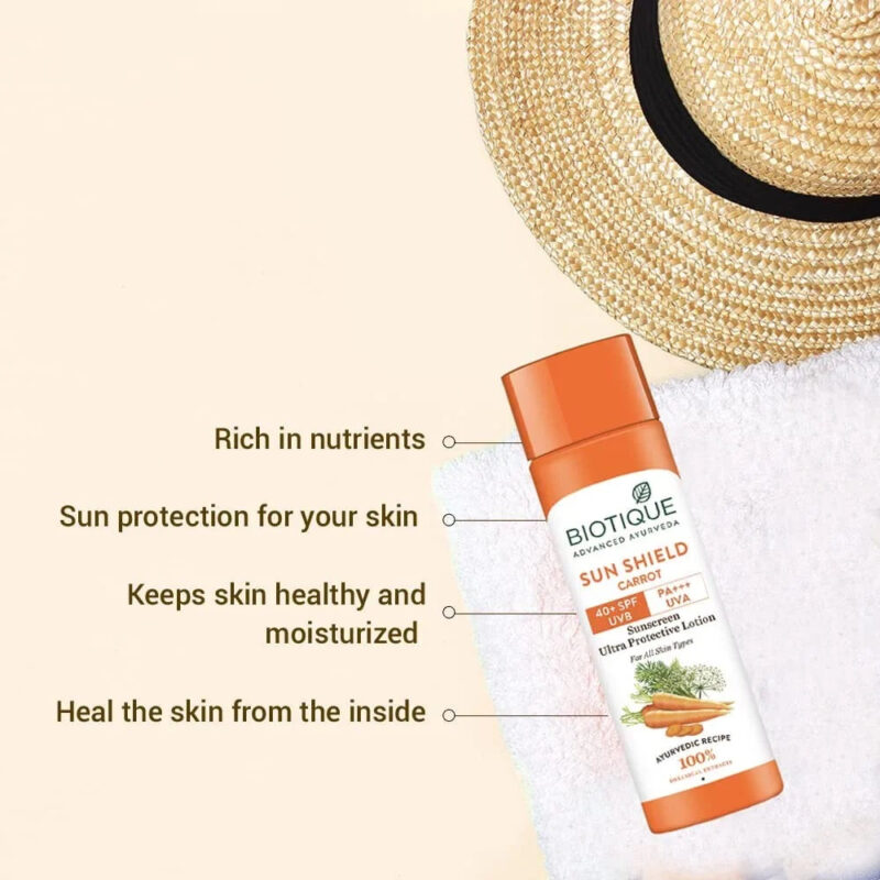 Biotique Sun Shield Carrot 40+ SPF Sunscreen Lotion - Image 7