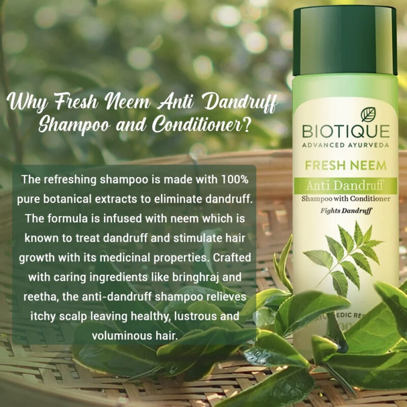 Biotique Fresh Neem Anti-Dandruff Shampoo With Conditioner - Image 7
