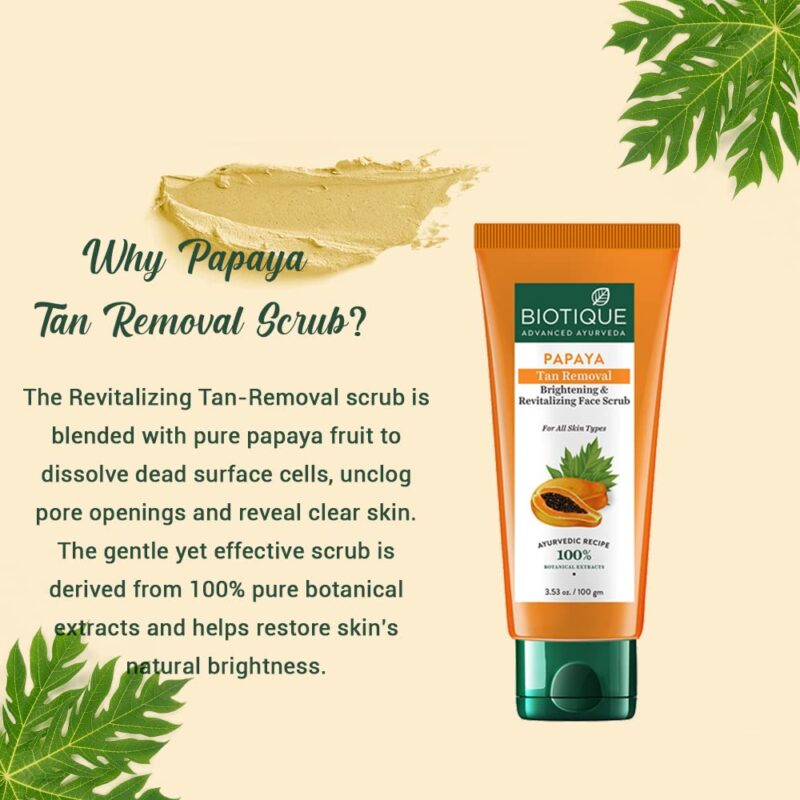 Biotique Papaya Tan Removal Brightening & Revitalizing Face Scrub, for All skin types - Image 12