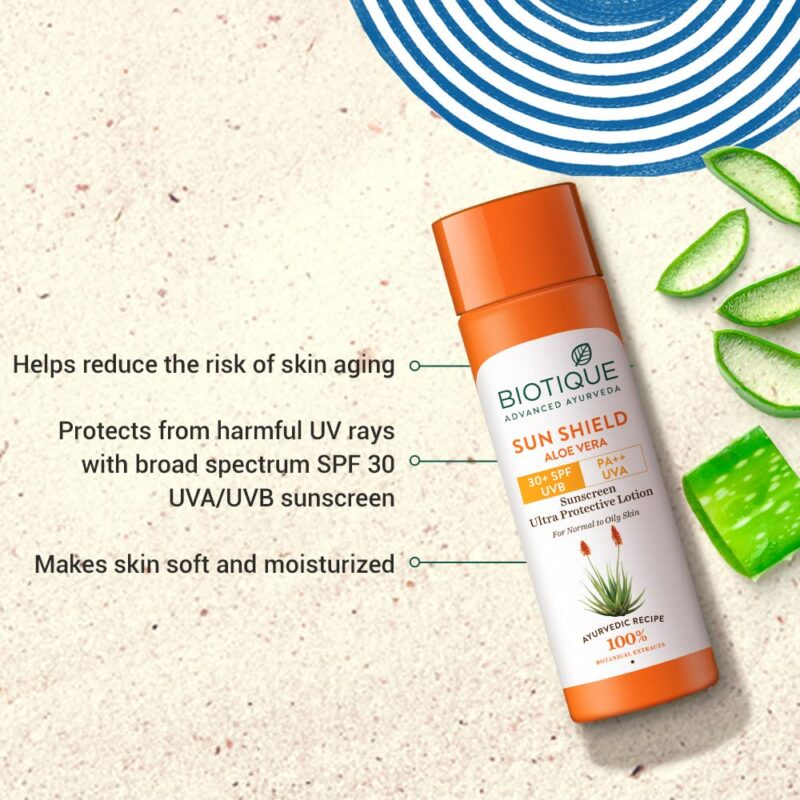 Biotique Sun Shield Aloe Vera Sunscreen Lotion (Cream) 30+ SPF UVB - Image 10
