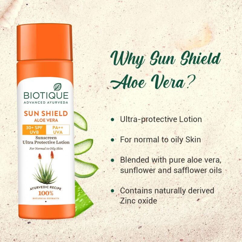 Biotique Sun Shield Aloe Vera Sunscreen Lotion (Cream) 30+ SPF UVB - Image 14