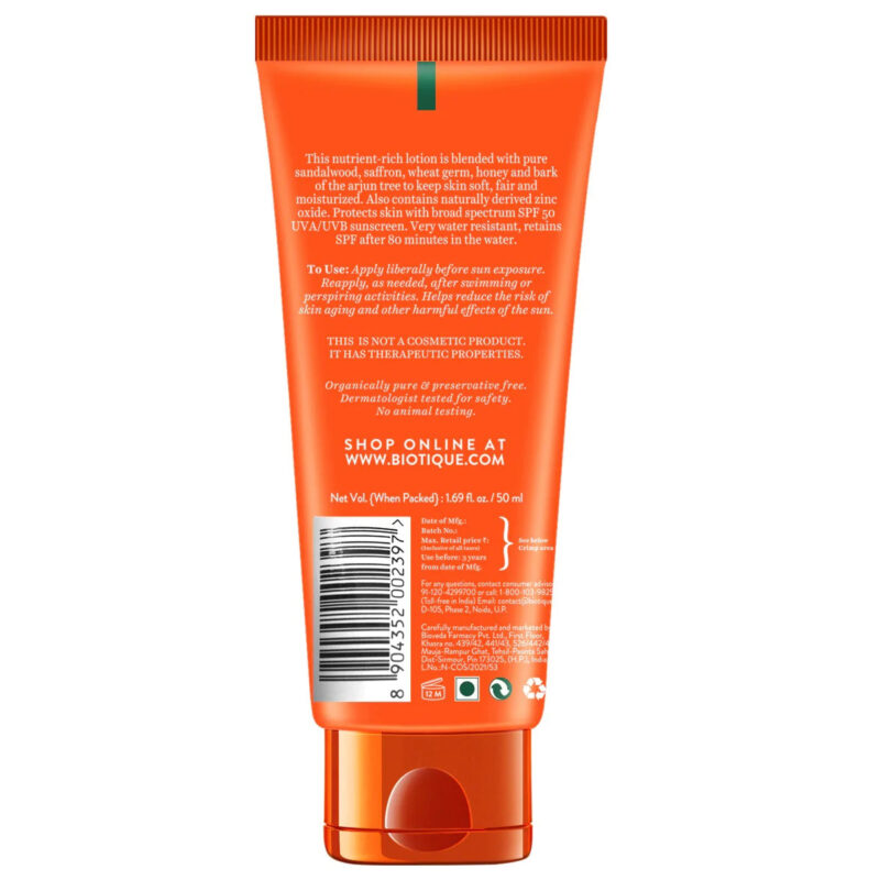 Biotique Sun Shield Sandalwood Ultra Protective Lotion 50+ SPF Sunscreen - Image 4