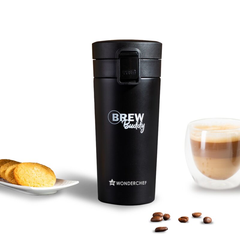 Brew Buddy Portable Coffee Mug | 380 ml | 304 Stainless Steel | Rust Proof | Copper Coated | Double Walled Vacuum Insulation | Safe-Lock System| Anti-Skid Base | 1 Year Warranty - Image 6