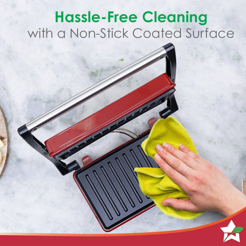 Wonderchef Renewed Sanjeev Kapoor Tandoor Mini| Crimson Edge Electric Contact Grill & Sandwich Maker| 3-in-1 Appliance| 700 Watt| Cool Touch Handle| LED Indicator| 1 Year Warranty| Red - Image 5