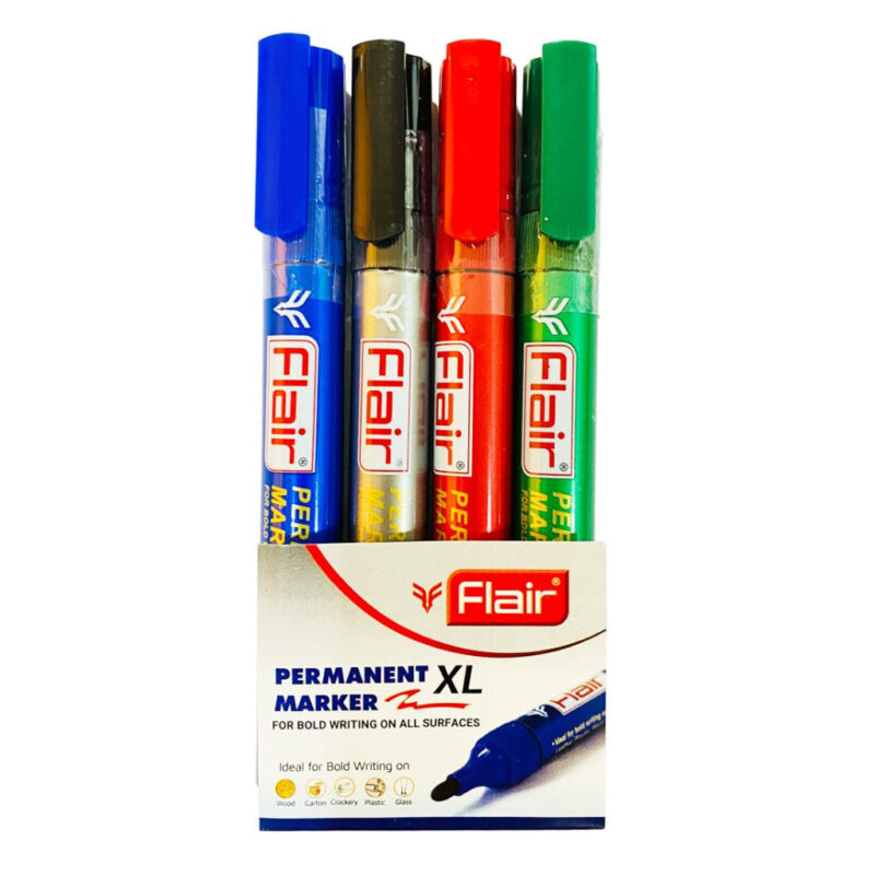 Flair Permanent Marker 4Pcs Pvc Pouch - Assorted
