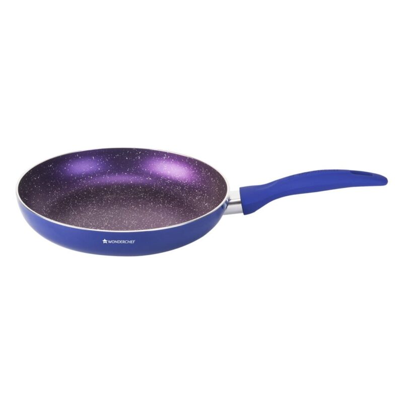 Blueberry Aluminium Non-Stick Cookware Set of 4 | Kadhai with Glass Lid 24cm, Fry Pan 24cm & Dosa Tawa 25cm | Induction Friendly Cookware | Soft Touch Handle | Pure Grade Aluminium | PFOA Free | 2 Year Warranty | Blue - Image 6