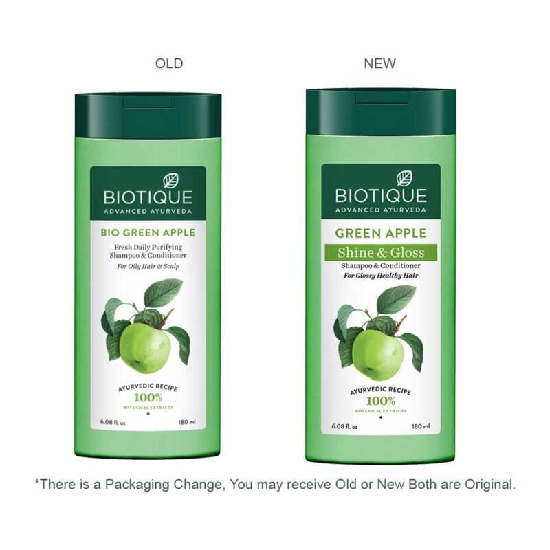 Biotique Green Apple Shine & Gloss Shampoo & Conditioner For Glossy Healthy Hair - Image 5