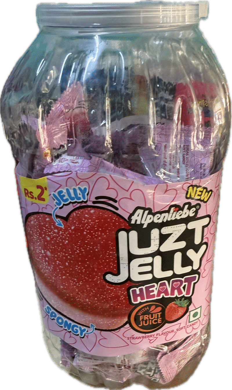 Alpenliebe Juzt Jelly, Heart - Strawberry Flavored (Spongy & Jelly) - 90 units