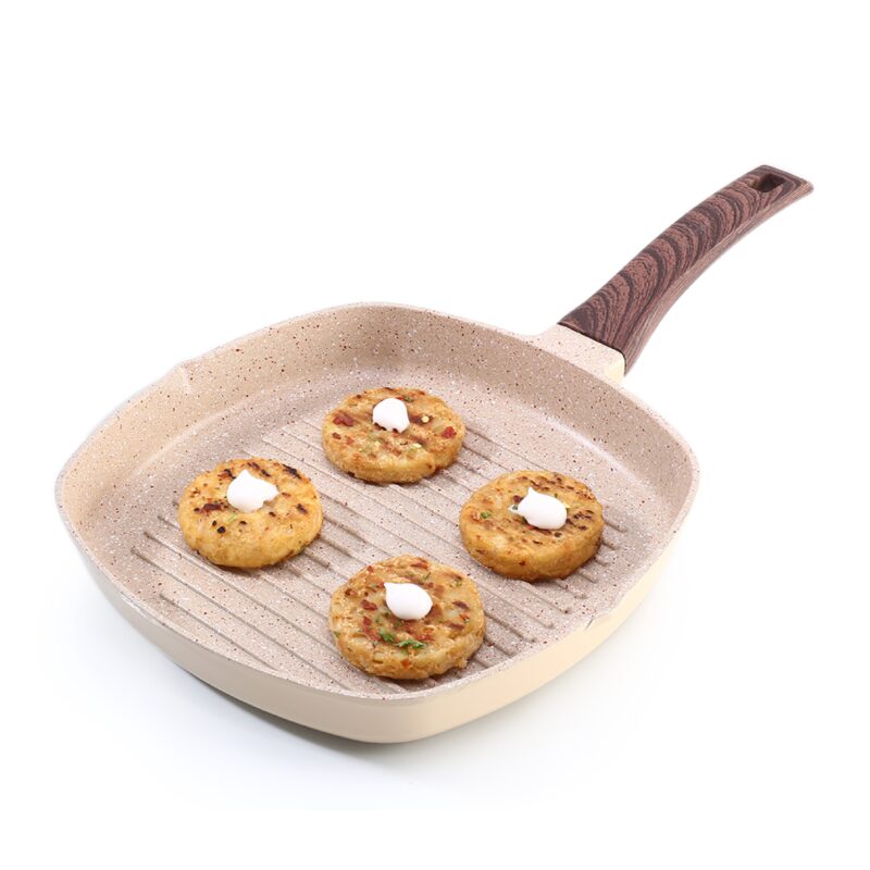 Duralife Die-cast 24 cm Grill Pan | 5 Layer Healthy Duramax Non-Stick Coating | Soft Touch Handle | Pure Grade Aluminium | PFOA Free | 1.5 liters | 2 Year Warranty | Ivory - Image 7