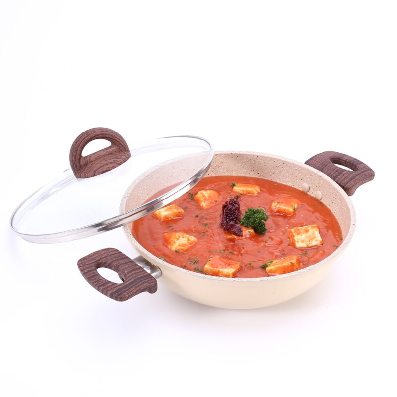 Duralife Die-cast 24 cm Kadhai with lid | 5 Layer Healthy Duramax Non-Stick Coating | Soft Touch Handles | Pure Grade Aluminium | PFOA Free | 2.5 litres | 2 Year Warranty | Ivory - Image 7