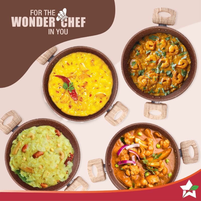 Duralife Die-cast 24 cm Kadhai with lid | 5 Layer Healthy Duramax Non-Stick Coating | Soft Touch Handles | Pure Grade Aluminium | PFOA Free | 2.5 litres | 2 Year Warranty | Copper - Image 6