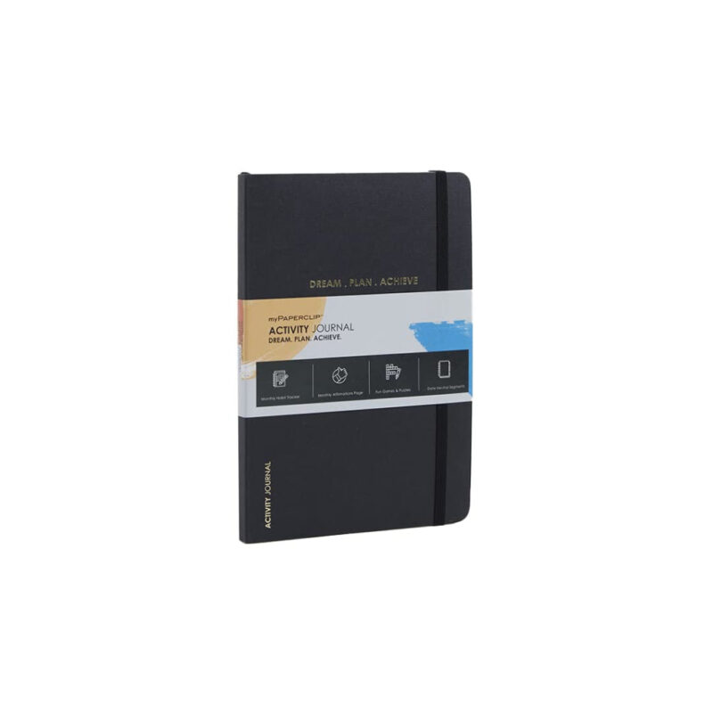 Mypaperclip Activity Journal, Featuring Monthly Habit Tracker, Monthly Affirmation Page And Fun Games & Puzzles - Plain-Activity_Journal_P-Black