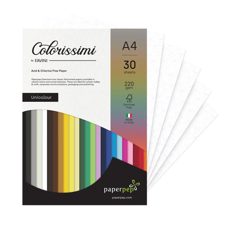 Paper Pep Colorissimi Card Stock 220Gsm A4 Bianco (White) Unicolor Pack Of 30 Sheets