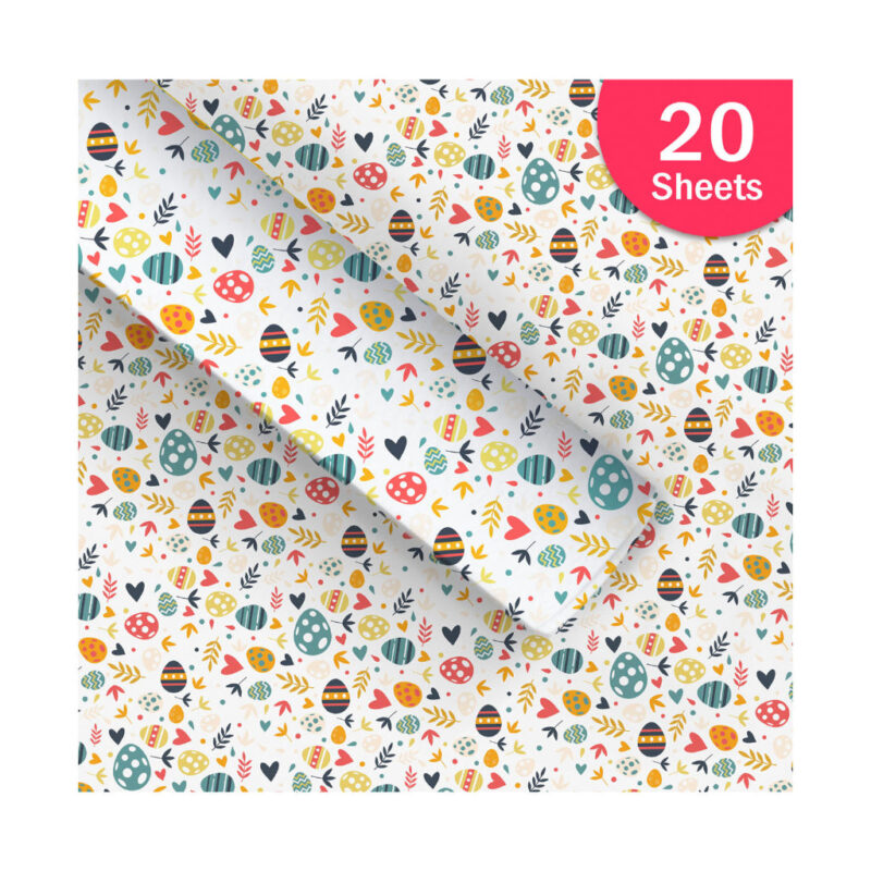 Paperpep White Multiple Eggs Print Gift Wrapping Paper 19"X29" Pack Of 20 Sheets For Gift Packing Birthday, Anniversary, Diwali, Christmas, All Occasions And Events, Crafts, Return Gifts