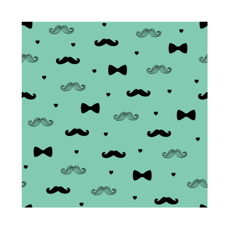 Paper Pep Green Moustache Print Gift Wrapping Paper 19"X29" Pack Of 10 Sheets