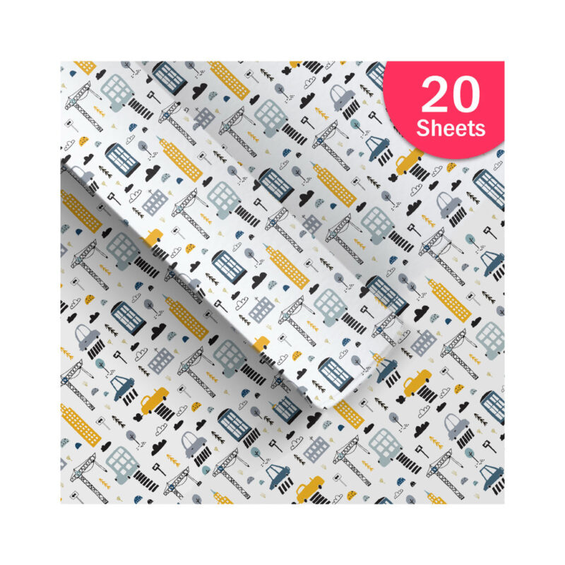 Paperpep White Car Print Gift Wrapping Paper 19"X29" Pack Of 20 Sheets