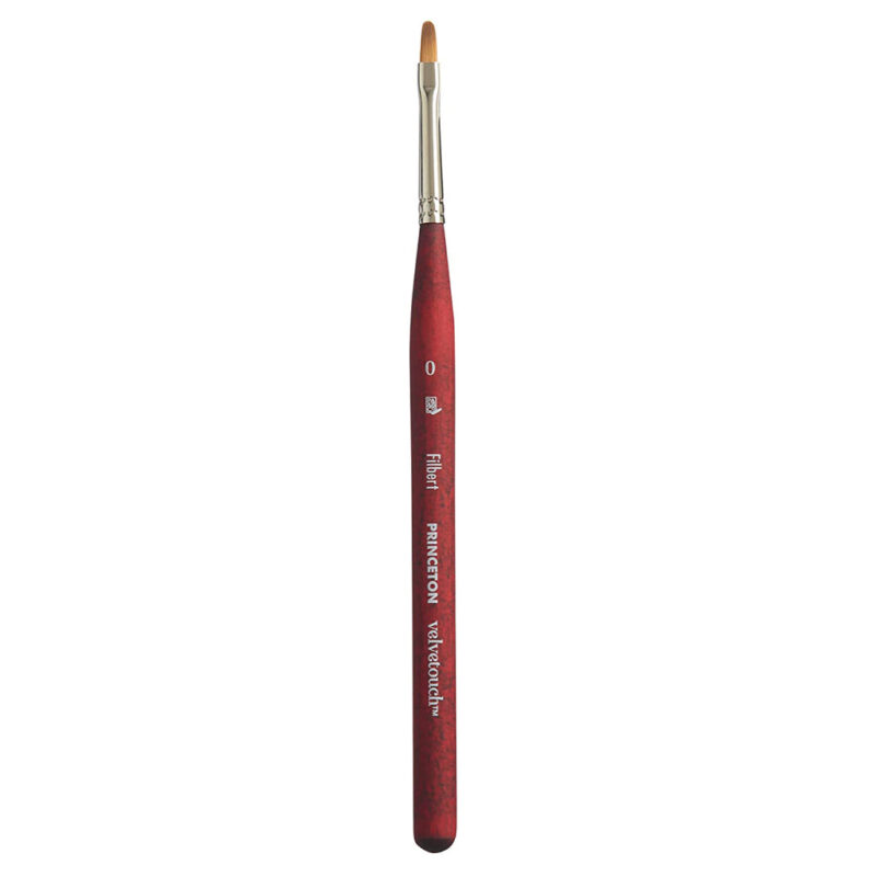Princeton Velvetouch Short Handle Mini Filbert Paintbrush (No 0)
