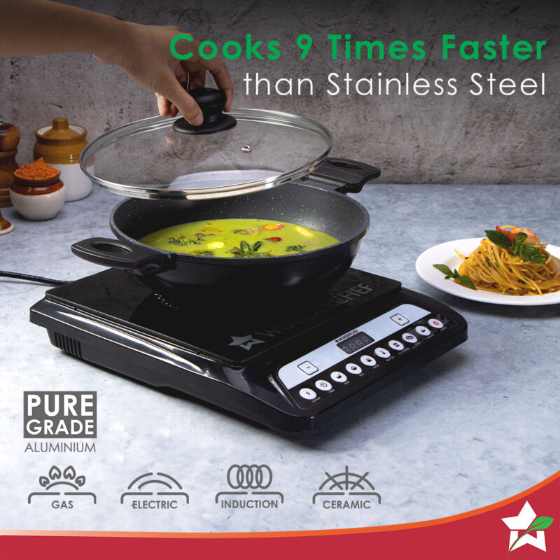 Duralite Die-Cast Kadhai with Lid | 24 cm | 2.4 L | 5 Layer Meta-Tuff Non-Stick Coating | Never Loses Shape | Non-Toxic | Cool Touch Handles and Knob | PFOA Free | Pure Grade Aluminium | Easy to Clean | Grey | 2 Years Warranty - Image 5