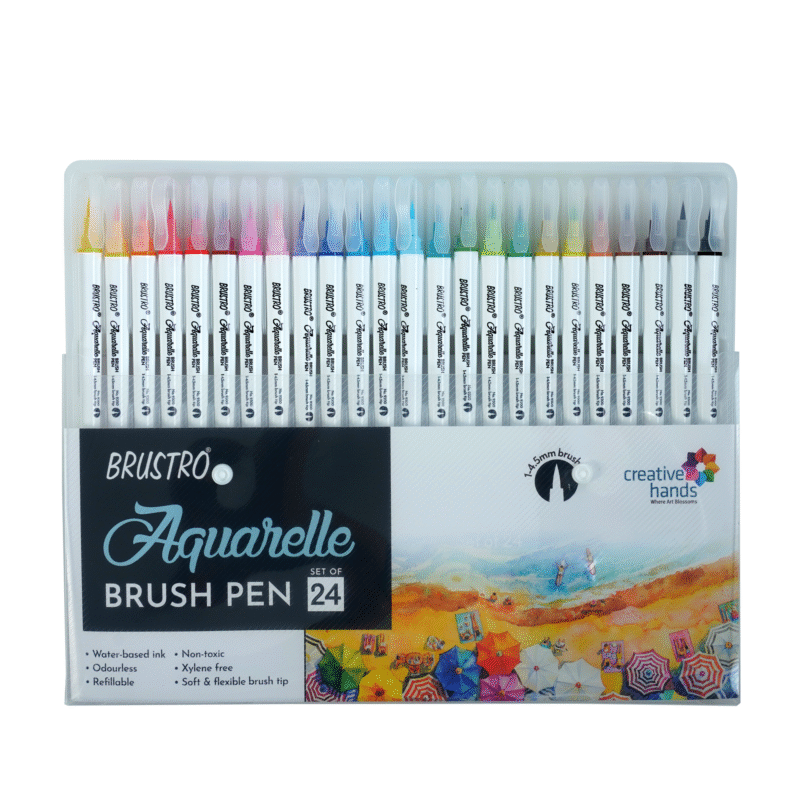 BRUSTRO Aquarelle Brush Pen | Set of 24 | Refillable, Art Markers for Students, Adults, Colouring Pens, Colors, Art Supplies, Paint, Pastel, Doodling, Marker, Drawing, Calligraphy - Image 6