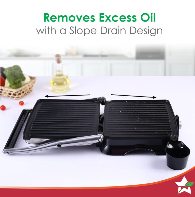 Wonderchef Renewed Sanjeev Kapoor Tandoor Family Size | Electric Contact Grill & Sandwich Maker | 3-in-1 Appliance | 1600 Watt | 180 Degree Grilling | Cool Touch Handle | Auto Shut Off | Black & Silver - Image 6