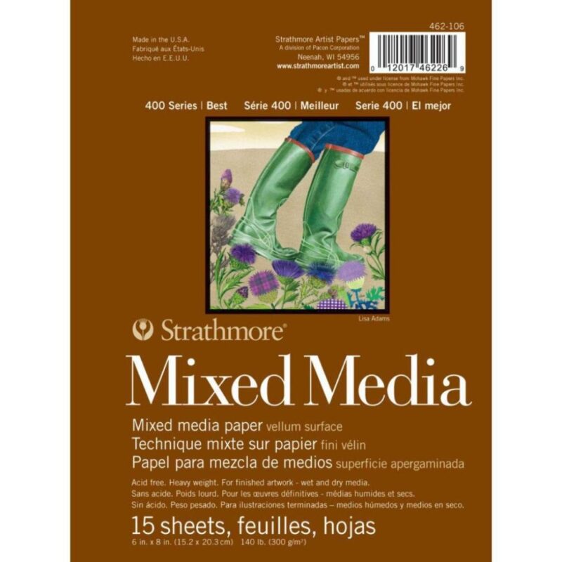 Strathmore 400 Series Mixed Media 6'' X 8'' Extra White Vellum 300 Gsm Short Side Glue Pad Of 15 Sheets