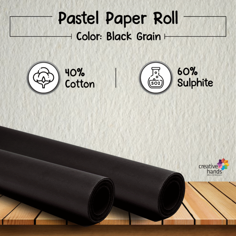 Brustro Pastel Paper Roll, Shade - Black, Size - 75 cm (30") X 10 mtr - Image 8