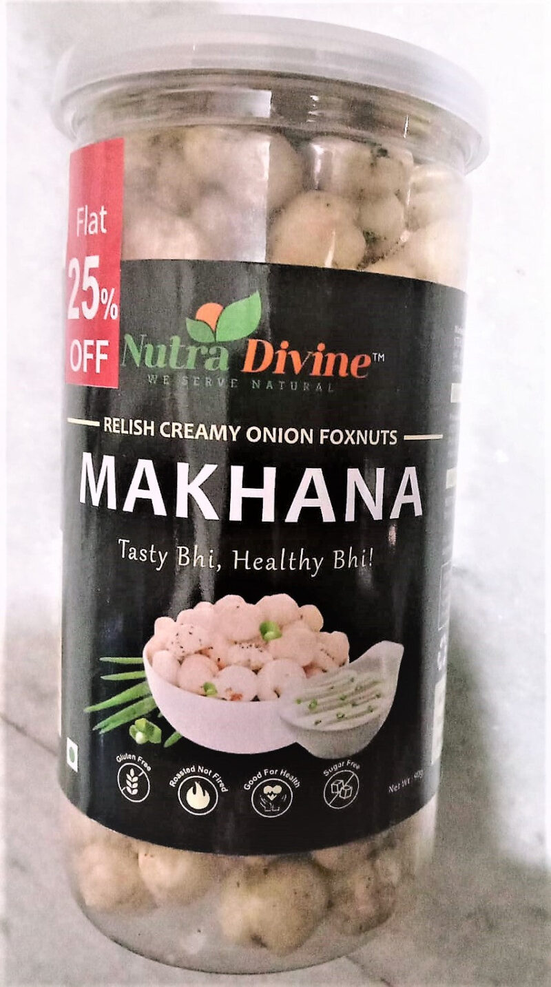 NUTRA DIVINE- (RELISH CREAMY ONION FOXNUTS)-MAKHANA, 90Gm