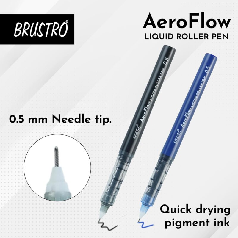 BRUSTRO AeroFlow Liquid Ink Rollerball Pens | Black | 0.5mm, Micro Tip | Pack of 3 | Ideal for Students, Professionals, Office, Exam use, Accurate Smooth Writing, Waterproof, Fade Resistant - Image 8