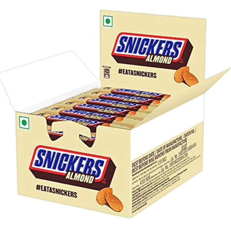 Snickers Almond Filled Chocolate, 22g Bar (Pack of 24)