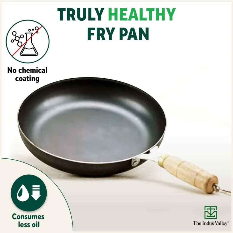 100% Pure Sheet Iron Fry Pan with Wooden Handle, Seasoned, Toxin-free, Induction, 16.5/25.4/30.4 cm - Image 4