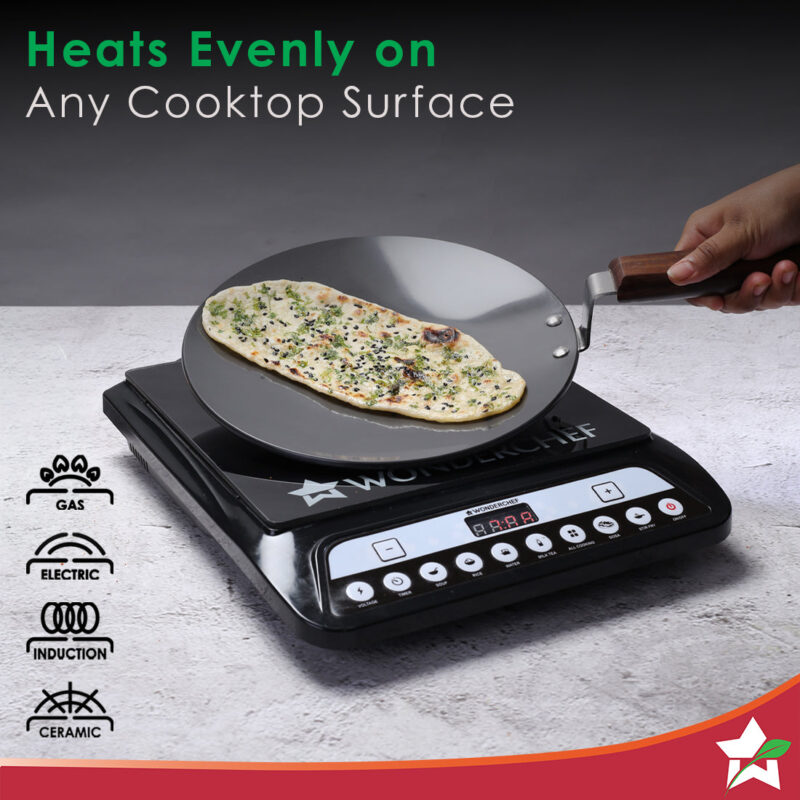 Ebony 25 cm Roti Tawa | Induction Bottom | Wooden Handle | Hard Anodized Aluminium | Non Stick Tawa| 4.06 mm | 5 Years Warranty | Black - Image 2