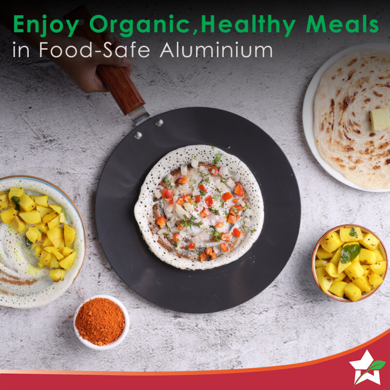 Ebony 28 cm Roti Tawa | Induction Bottom | Wooden Handle| Hard Anodized Aluminium | Non Stick Tawa | 4.06 mm| 5 Years Warranty | Black - Image 3