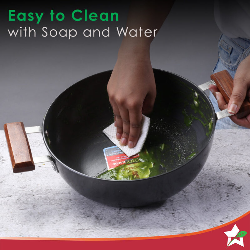 Ebony Hard Anodized 28 cm Wok with Lid | 4.5 Litre | Ideal for Biryani, Pulao| Black / Brown - Image 11