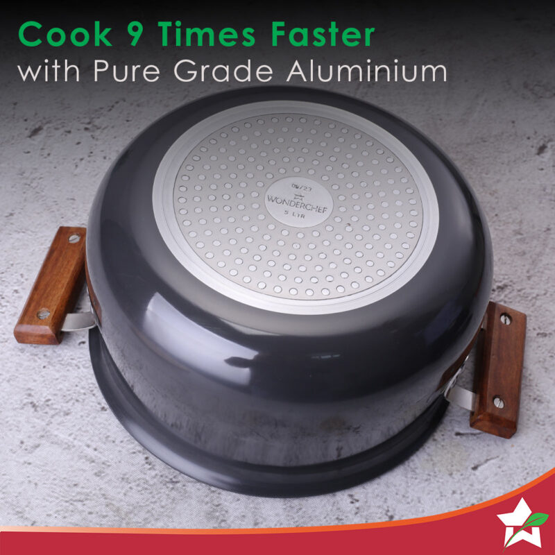 Ebony Hard Anodized Non-stick Biryani Handi with Lid - 5 L | Black - Image 6