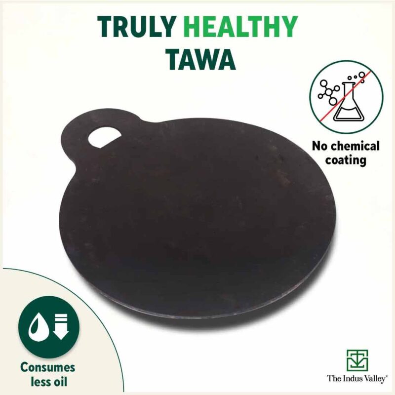 100% Pure Sheet Iron Tawa + Free ₹110 Spatula, Pre-seasoned, Toxin-free, 30.5cm, 1.8 / 1.4 kg - Image 4